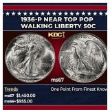 1936-p Walking Liberty Half Dollar Near Top Pop 50