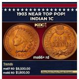 1903 Indian Cent Near Top Pop! 1c ms66+ rd SEGS