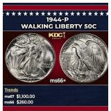 1944-p Walking Liberty Half Dollar 50c ms66+ SEGS