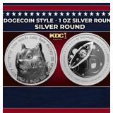 Dogecoin Style - 1 oz Silver Round Round