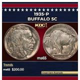 1935-p Buffalo Nickel 5c Grades ms65
