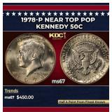 1978-p Kennedy Half Dollar Near Top Pop 50c ms67 S