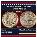1926-p Buffalo Nickel Near Top Pop 5c ms67 SEGS
