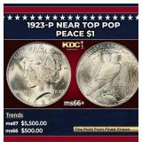 1923-p Peace Dollar Near Top Pop $1 ms66+ SEGS