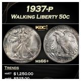 1937-p Walking Liberty Half Dollar 50c ms66+ SEGS