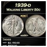 1939-d Walking Liberty Half Dollar 50c ms66+ SEGS