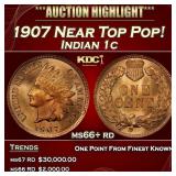 1907 Indian Cent Near Top Pop! 1c ms66+ rd SEGS