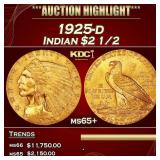 1925-d Gold Indian Quarter Eagle $2 1/2 ms65+ SEGS