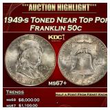 1949-s Franklin Half Dollar Toned Near Top Pop 50c