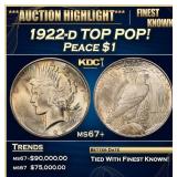1922-d Peace Dollar TOP POP! $1 ms67+ SEGS