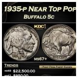 1935-p Buffalo Nickel Near Top Pop 5c ms67+ SEGS