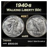 1940-s Walking Liberty Half Dollar 50c Grades ms65