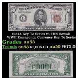 1934A $5 FRN Hawaii WWII Emergency Currency Key To