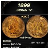 1899 Indian Cent . 1c Grades ms64+ rd