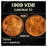 1909 VDB Lincoln Cent 1c Grades ms66 rd
