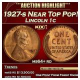 1927-s Lincoln Cent Near Top Pop! 1c ms64+ rd SEGS