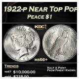 1922-p Peace Dollar Near Top Pop $1 ms66+ SEGS