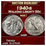 1940-s Walking Liberty Half Dollar 50c ms66 SEGS