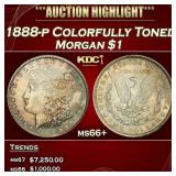 1888-p Morgan Dollar Colorfully Toned $1 ms66+ SEG