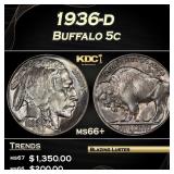 1936-d Buffalo Nickel 5c ms66+ SEGS