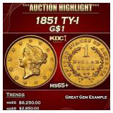 1851 Gold Dollar TY-I $1 ms65+ SEGS