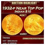1932-p Gold Indian Eagle Near Top Pop $10 ms66+ SE