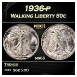 1936-p Walking Liberty Half Dollar 50c Grades ms66