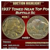 1937 Proof Buffalo Nickel Toned Near Top Pop 5c pr