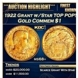 1922 Grant w/Star Gold Commem Dollar TOP POP! 1 ms