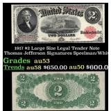1917 $2 Large Size Legal Tender Note Thomas Jeffer