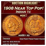 1908 Indian Cent Near Top Pop! 1c ms66+ rd SEGS