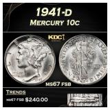 1941-d Mercury Dime 10c ms67 fsb SEGS
