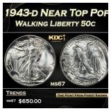 1943-d Walking Liberty Half Dollar Near Top Pop 50