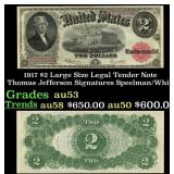 1917 $2 Large Size Legal Tender Note Thomas Jeffer