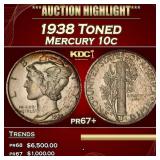 1938 Proof Mercury Dime Toned 10c pr67+ SEGS