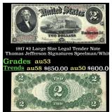 1917 $2 Large Size Legal Tender Note Thomas Jeffer