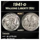 1941-d Walking Liberty Half Dollar 50c ms66+ SEGS