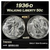 1936-d Walking Liberty Half Dollar 50c Grades ms65