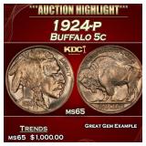 1924-p Buffalo Nickel 5c ms65 SEGS
