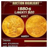 1880-s Gold Liberty Double Eagle $20 ms63+ SEGS