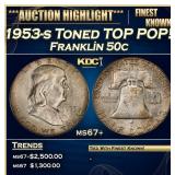 1953-s Franklin Half Dollar Toned TOP POP! 50c ms6