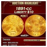 1891-cc Gold Liberty Eagle $10 ms63+ SEGS