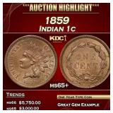 1859 Indian Cent 1c ms65+ SEGS