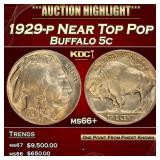 1929-p Buffalo Nickel Near Top Pop 5c ms66+ SEGS