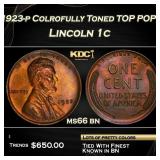 1923-p Lincoln Cent Colrofully Toned TOP POP! 1c m