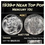 1939-p Mercury Dime Near Top Pop 10c ms67 FSB SEGS