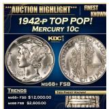 1942-p Mercury Dime TOP POP! 10c ms68+ FSB SEGS
