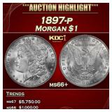 1897-p Morgan Dollar $1 ms66+ SEGS
