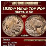 1930-p Buffalo Nickel Near Top Pop 5c ms66+ SEGS
