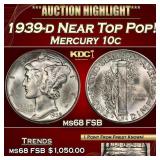 1939-d Mercury Dime Near Top Pop! 10c ms68 FSB SEG